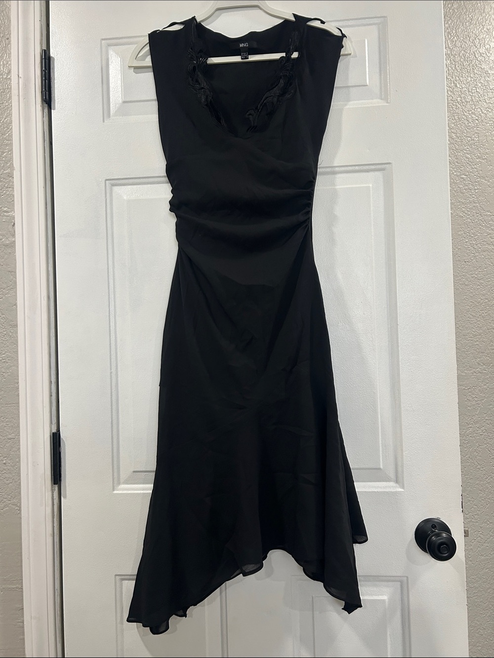 Mango Black Sleeveless High-Low V-Neck Dress